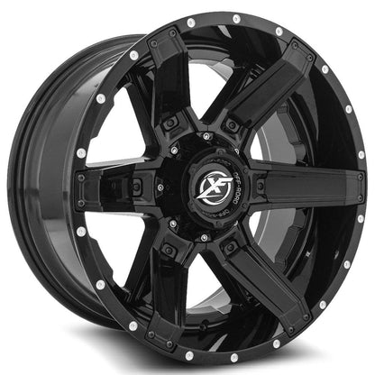 XF OFF-ROAD XF-214 22X12 -44 6X135/6X139.7 GLOSS BLACK + GLOSS BLACK INSERTS
