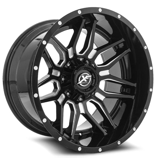 XF Off-Road XF-222 22x12 -44 8x165.1/8x170 Gloss Black & Milled XF-222221281651170-44GBM