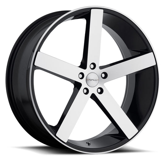 Cavallo CLV-5 20x8.5 35 5x120 Gloss Black & Machined CLV-520855120+35BM-I