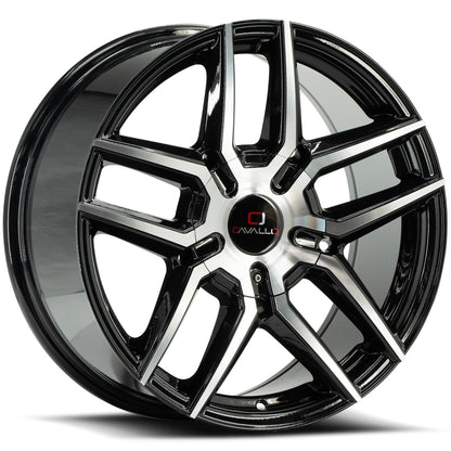 CAVALLO CLV-55 20X8.5 35 5X108/5X114.3 GLOSS BLACK & MACHINED