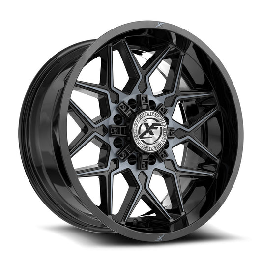 XF Off-Road XF-238 20x10 -12 8x165.1/8x170 Gloss Black & Machined Titanium Double Dark Tint XF-238201081651170-12BMTDT