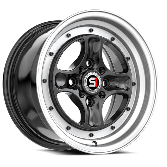 Spec-1 SPT-35 15x8 25 4x100/4x114.3 Gloss Black & Machined Lip SPT-35158925BML