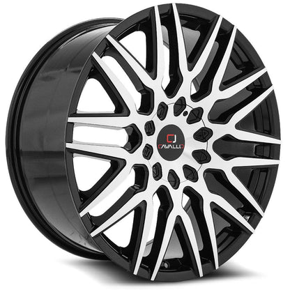 CAVALLO CLV-24 24X9 18 5X115/5X120 GLOSS BLACK & MACHINED
