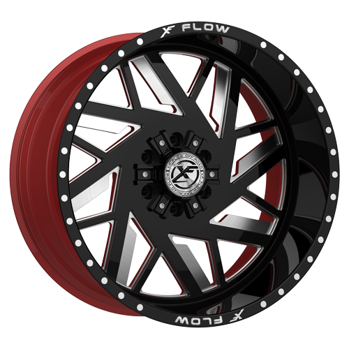 XFX Flow XFX-306 26x12 -44 5x127/5x139.7 Gloss Black & Milled With Red Inner XFX-306261251271397-44GBRWMW