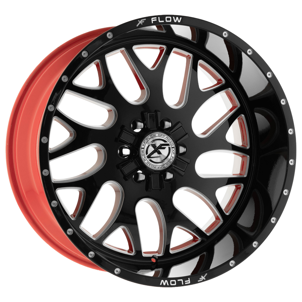 XFX Flow XFX-301 26x12 -44 5x127/5x139.7 Gloss Black & Milled With Red Inner XFX-N-301261251271397-44GBRWMW