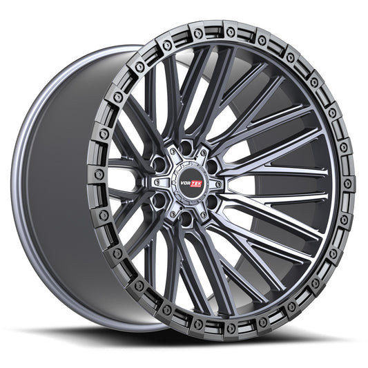 Vortek VRT-608 20x10 -12 6x135/6x139.7 Matte Titanium With Black Bead Ring 608201057-12MTBR
