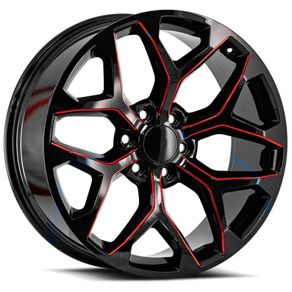 O.E. REVOLUTION G-09 22X9 31 6X139.7 GLOSS BLACK & RED MILLED