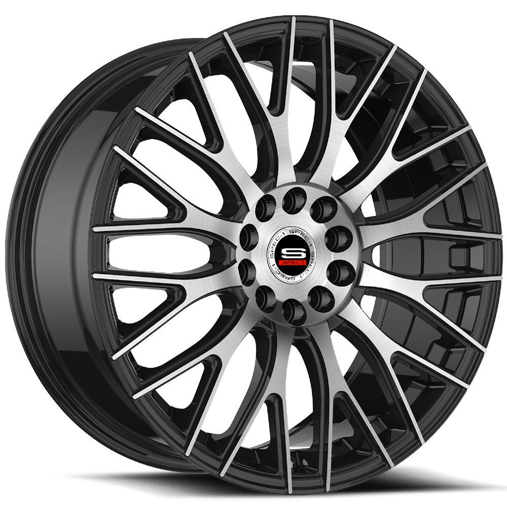SPEC-1 SP-55 17X7.5 42 5X108/5X114.3 GLOSS BLACK & MACHINED