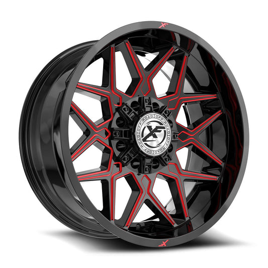 XF Off-Road XF-238 20x10 -12 8x165.1/8x170 Gloss Black & Red Milled XF-238201081651170-12GBRM