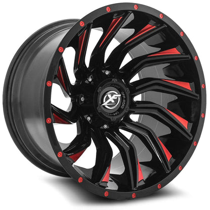 XF OFF-ROAD XF-224 20X12 -44 8X170/8X165.1 GLOSS BLACK & RED MILLED