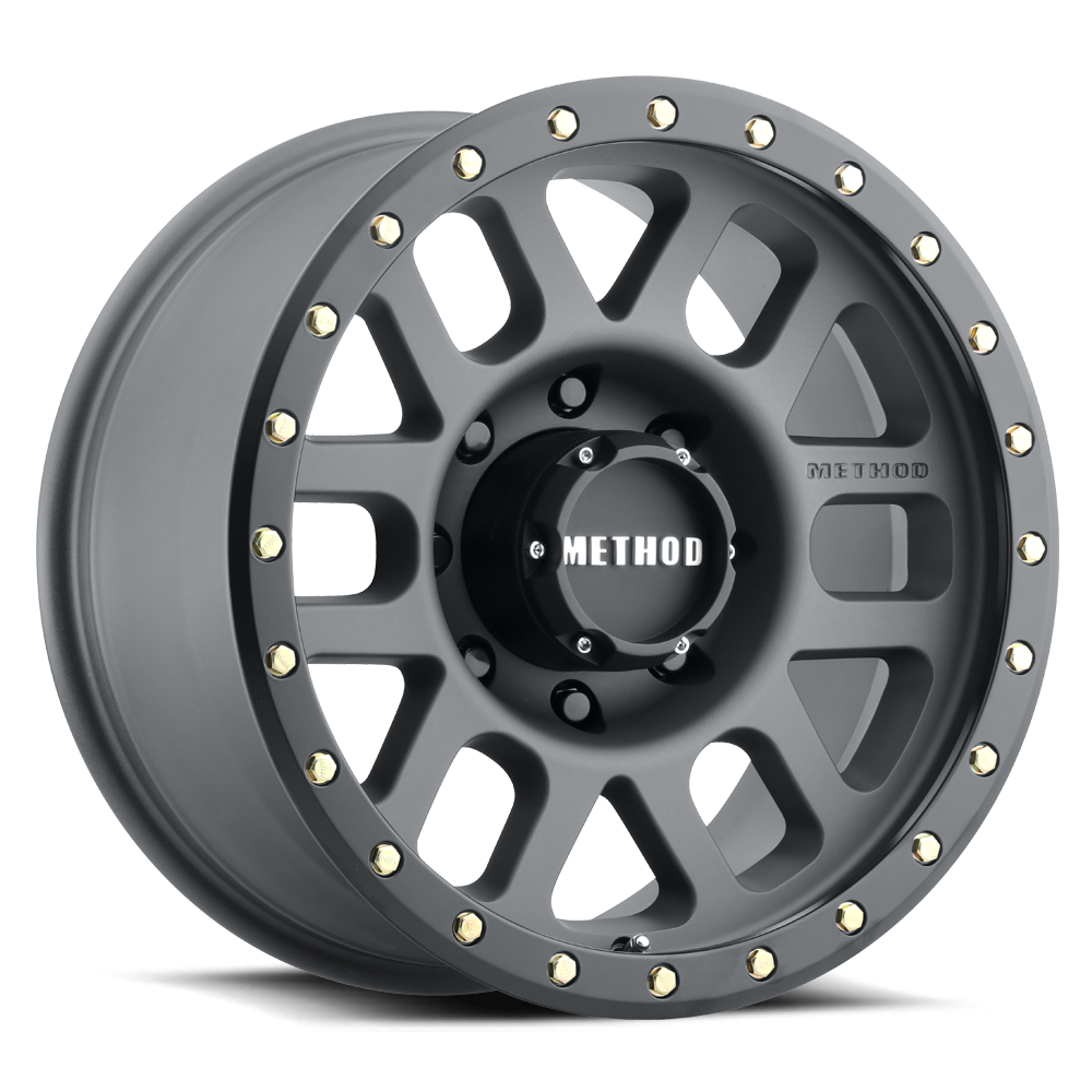 Method 309 17x8.5 8x165.1 (8x6.5) 0mm Grid Titanium - Matte Black Lip MR30978580800