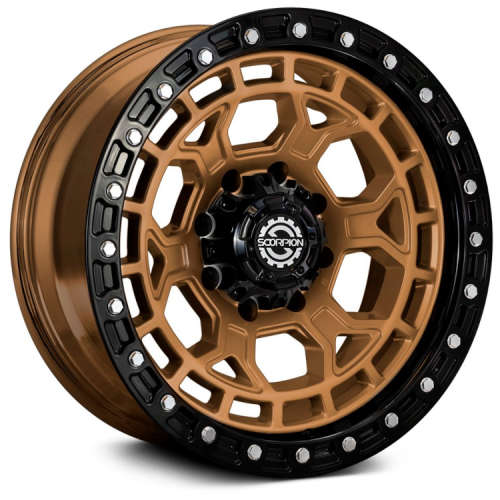 SCORPION NOMAD 20X9 +12 6X135/6X139.7 BRONZE WITH A BLACK SIMULATED BEADLOCK