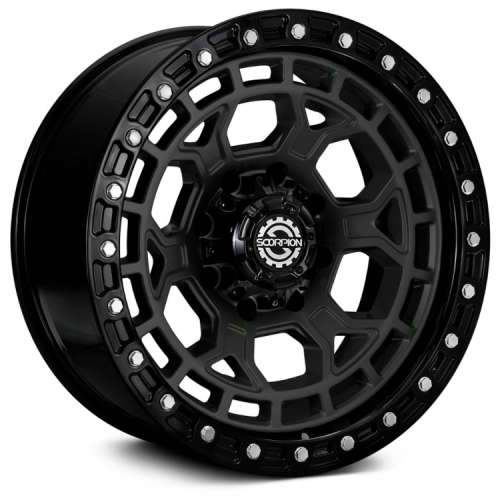 SCORPION NOMAD 17X9 +12 5X127/5X139.7 MATTE BLACK WITH A SIMULATED BEADLOCK