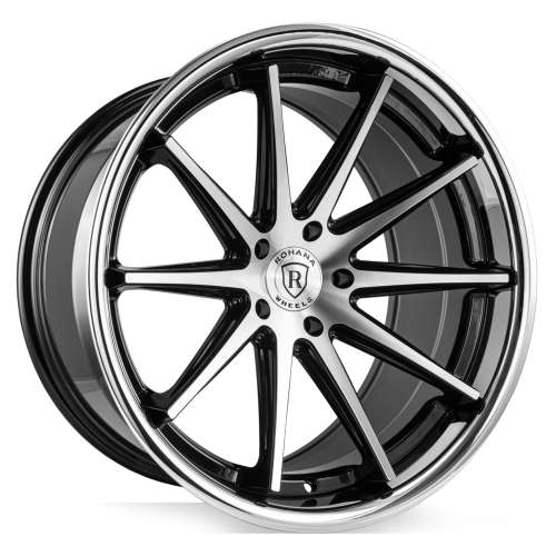 Rohana RFC10 19x10.5 +45 5x114.3 Black with Machined Spoke Faces and Chrome Stainless Steel Lip
