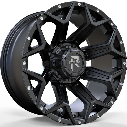REVENGE OFFROAD RV202 22X12 -44 8X170 SATIN BLACK RIVETS