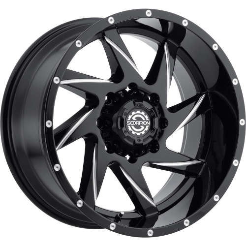 SCORPION SC23 22X14 -76 8X165 GLOSS BLACK WITH MILLED SPOKE ACCENTS