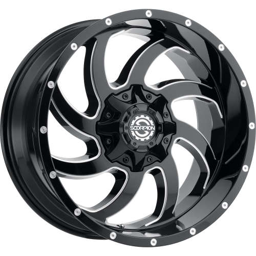 SCORPION SC30 20X9 -12 5X150/5X139.7 BLACK WITH MILLED SPOKE EDGES
