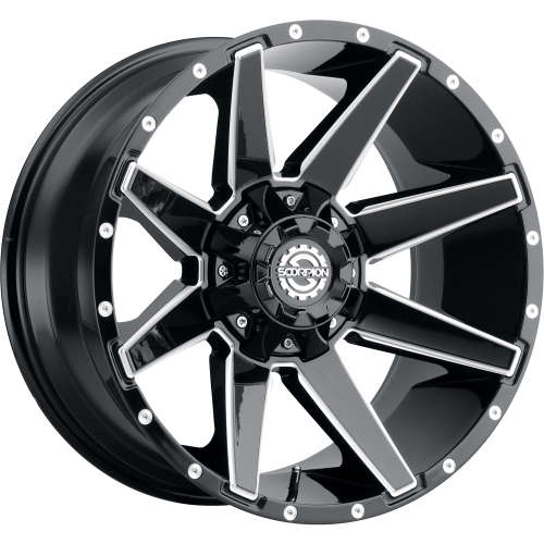 SCORPION SC31 20X9 -12 5X127/5X139.7 BLACK WITH MILLED SPOKE EDGES
