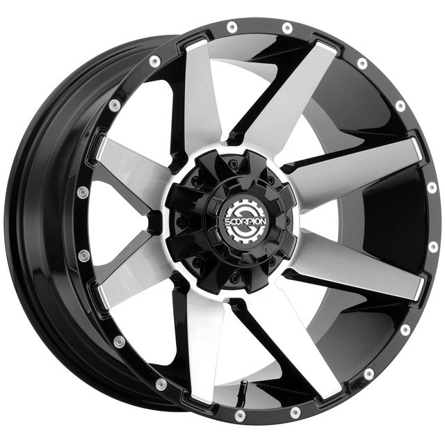 SCORPION SC31 22X14 -76 6X135/6X139.7 BLACK WITH MACHINED SPOKE FACES