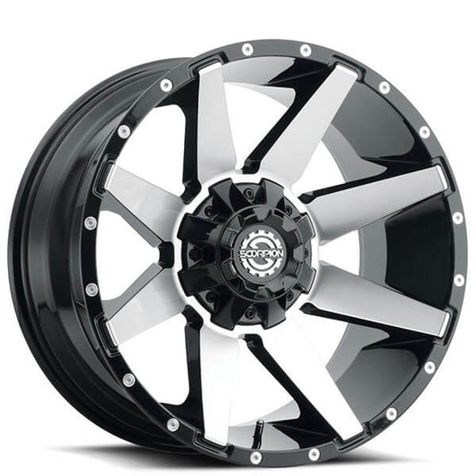 SCORPION SC31 22X14 -76 8X165 BLACK WITH MACHINED SPOKE FACES