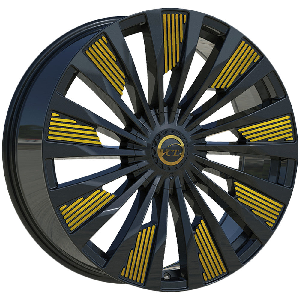 VCT Alpha 20x8.5 5x114.3/5x120 +38mm Black/Gold Wheel Rim 20" Inch ALP-208551420+38BMG