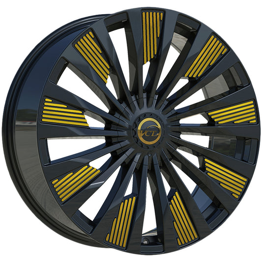 VCT Alpha 20x8.5 5x114.3/5x120 +38mm Black/Gold Wheel Rim 20" Inch ALP-208551420+38BMG