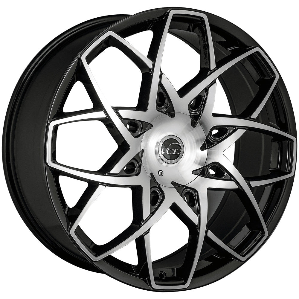 VCT Merlin 20x8.5 5x110/5x114.3 +40mm Black/Machined Wheel Rim 20" Inch MER-208551014+40BM