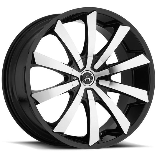 VCT V48 22x9.5 6x115/6x139.7 +30mm Black/Machined Wheel Rim 22" Inch V48-22951261151397+30BM