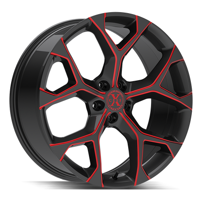 XCESS X05 5 FLAKE 18X8.5 35MM 5X108 GLOSS BLACK CANDY RED MILLED | X0588550835GBMLR