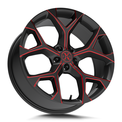 XCESS X05 5 FLAKE 18X8.5 35MM 5X114.3 GLOSS BLACK CANDY RED MILLED | X0588551435GBMLR