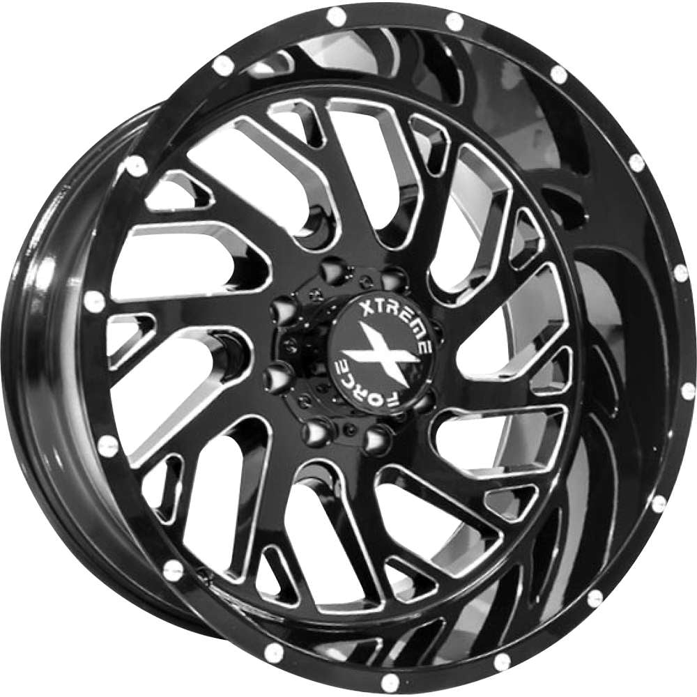 Xtreme Force XF-8 20x10 -19 6x139.7 Black and Milled (right)