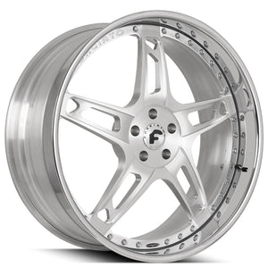 21" Staggered Forgiato Wheels Affilato Brushed Silver with Chrome Lip Forged Rims