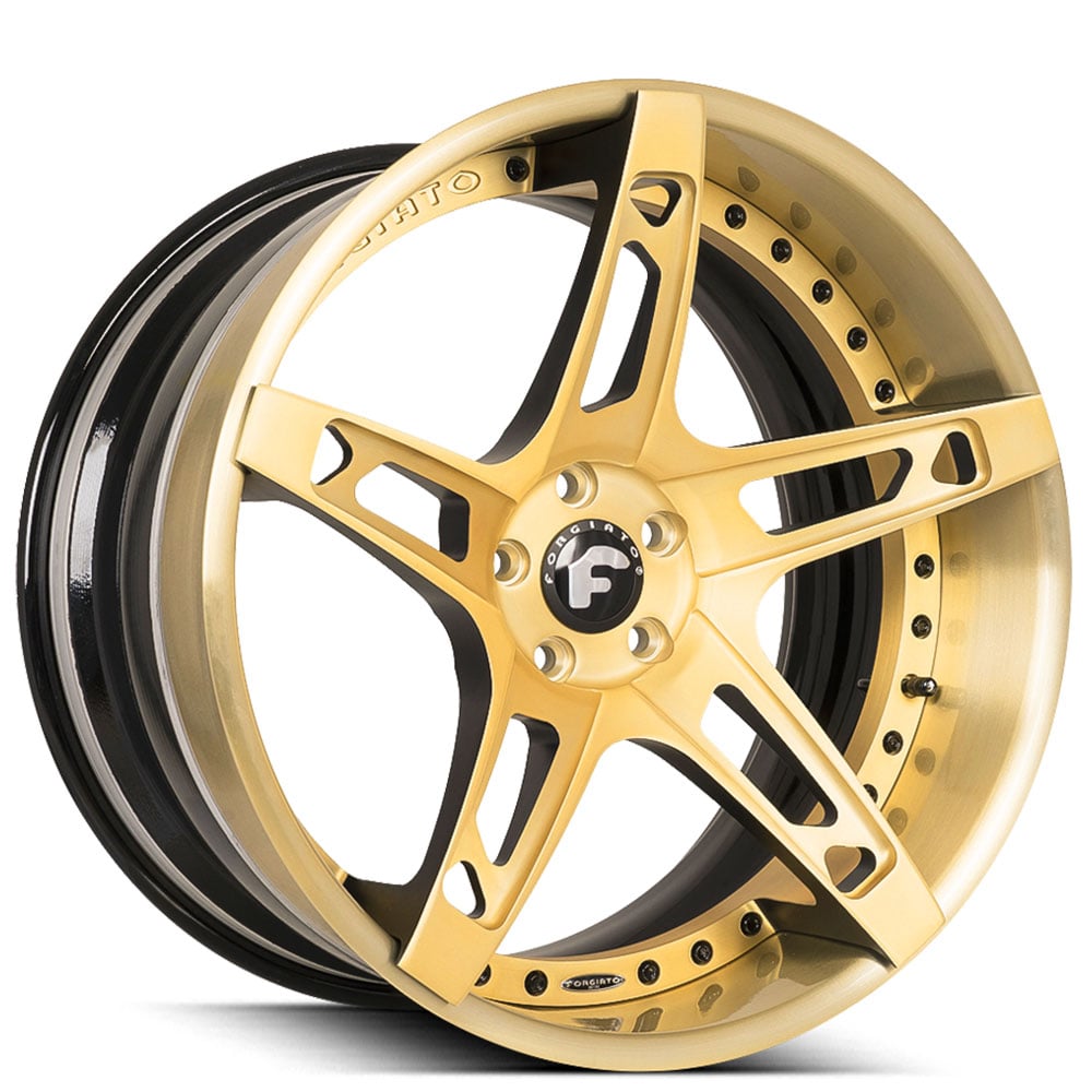 24" Staggered Forgiato Wheels Affilato-ECL Matte Gold with Black Inner Forged Rims