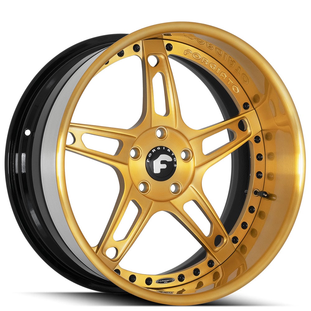 19" Staggered Forgiato Wheels Affilato Matte Gold with Black Inner Forged Rims