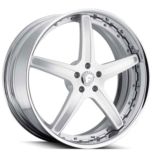 20" Forgiato Wheels Aggio-B Brushed Silver with Chrome Lip Forged Rims