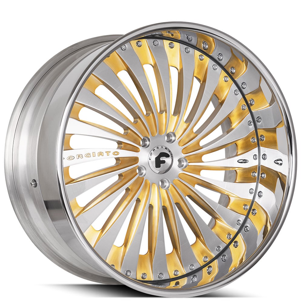 22" Staggered Forgiato Wheels Autonomo-L Brushed 2 Tone Face with Chrome Lip Forged Rims