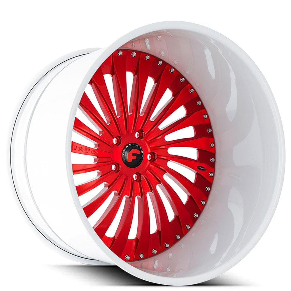 19" Staggered Forgiato Wheels Autonomo-L Candy Red with White Lip Forged Rims