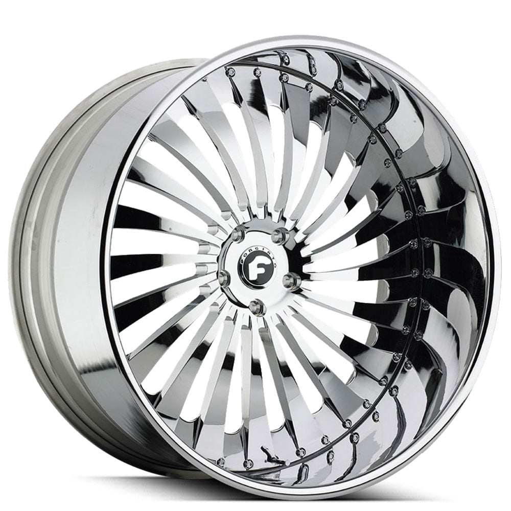 21" Staggered Forgiato Wheels Autonomo-L Chrome Forged Rims