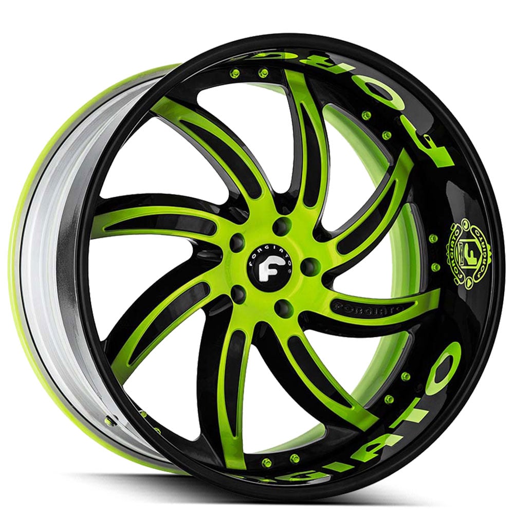 21" Staggered Forgiato Wheels Azioni Custom 2 Tone Face with 2 Tone Lip and Lettering Forged Rims