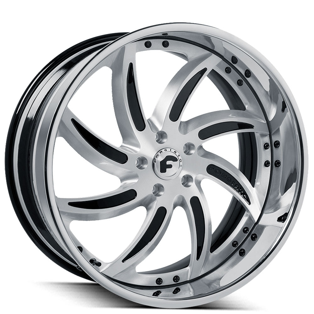 20" Forgiato Wheels Azioni Brushed Custom 2 Tone Face with Chrome Lip Forged Rims