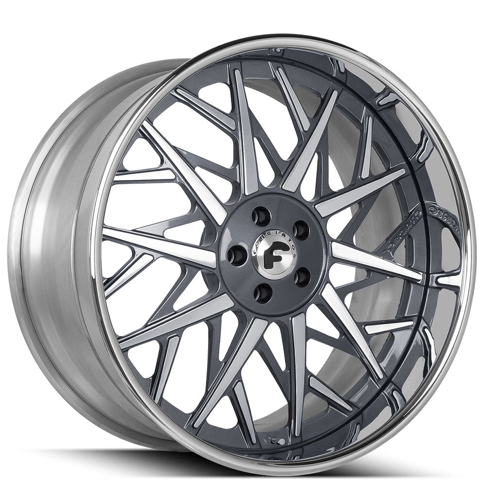 20" Staggered Forgiato Wheels Blocco Custom 2 Tone Face with Chrome Lip Forged Rims