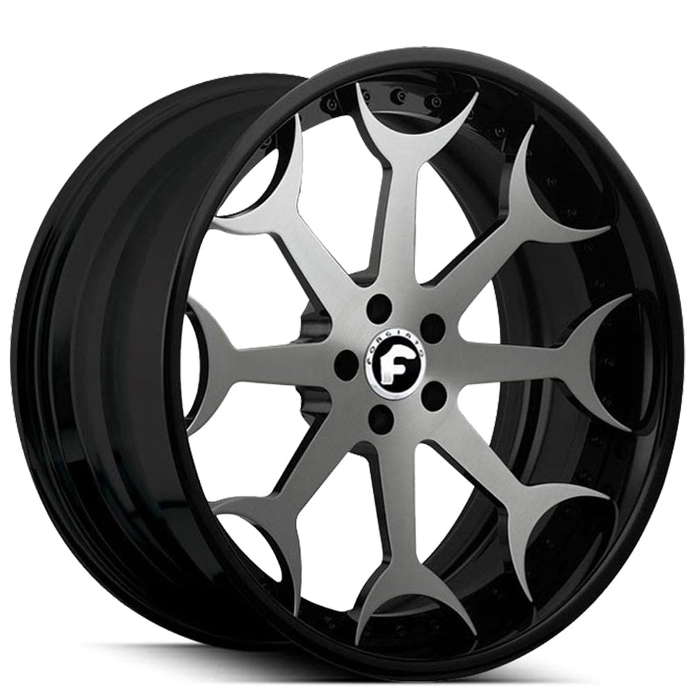 24" Staggered Forgiato Wheels Capolavaro Graphite with Gloss Black Lip Forged Rims