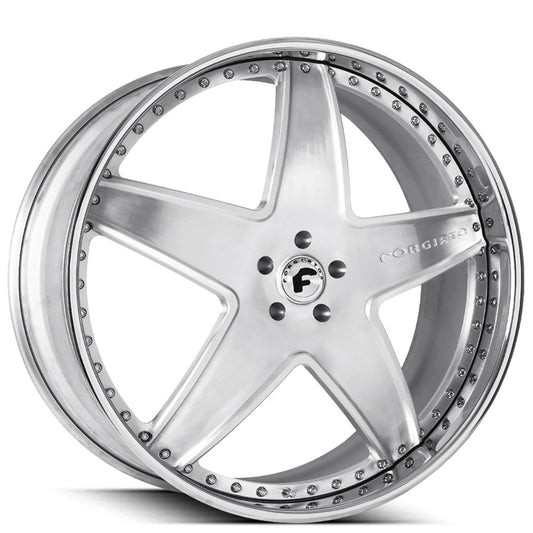 20" Forgiato Wheels Classico Brushed Silver with Chrome Lip Forged Rims