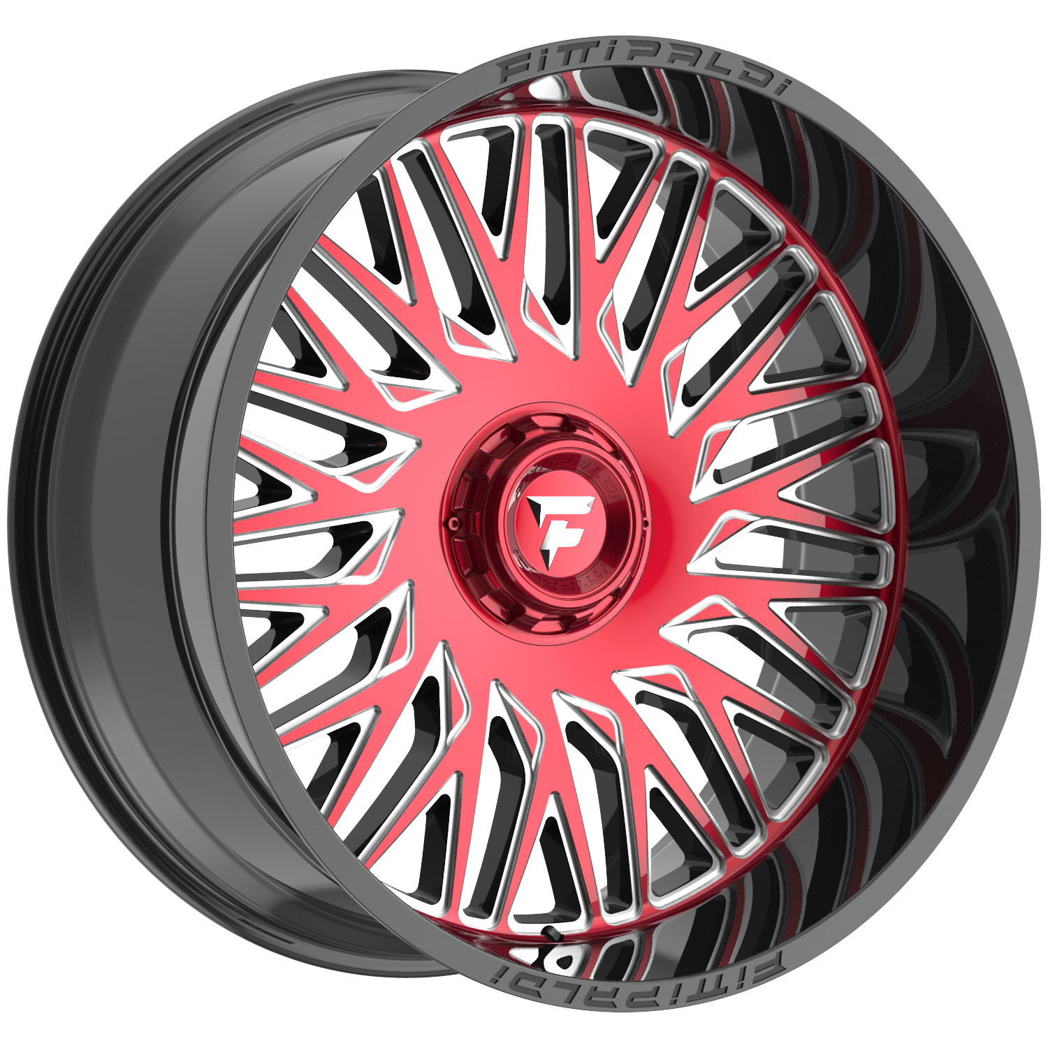 FITTIPALDI OFFROAD FA07MBRM 26X12, PCD 6X135/6X5.50, ET -44, CB 106.2-GLOSS BLACK MACHINED FACE, RED TINT, AND MILLED WINDOWS