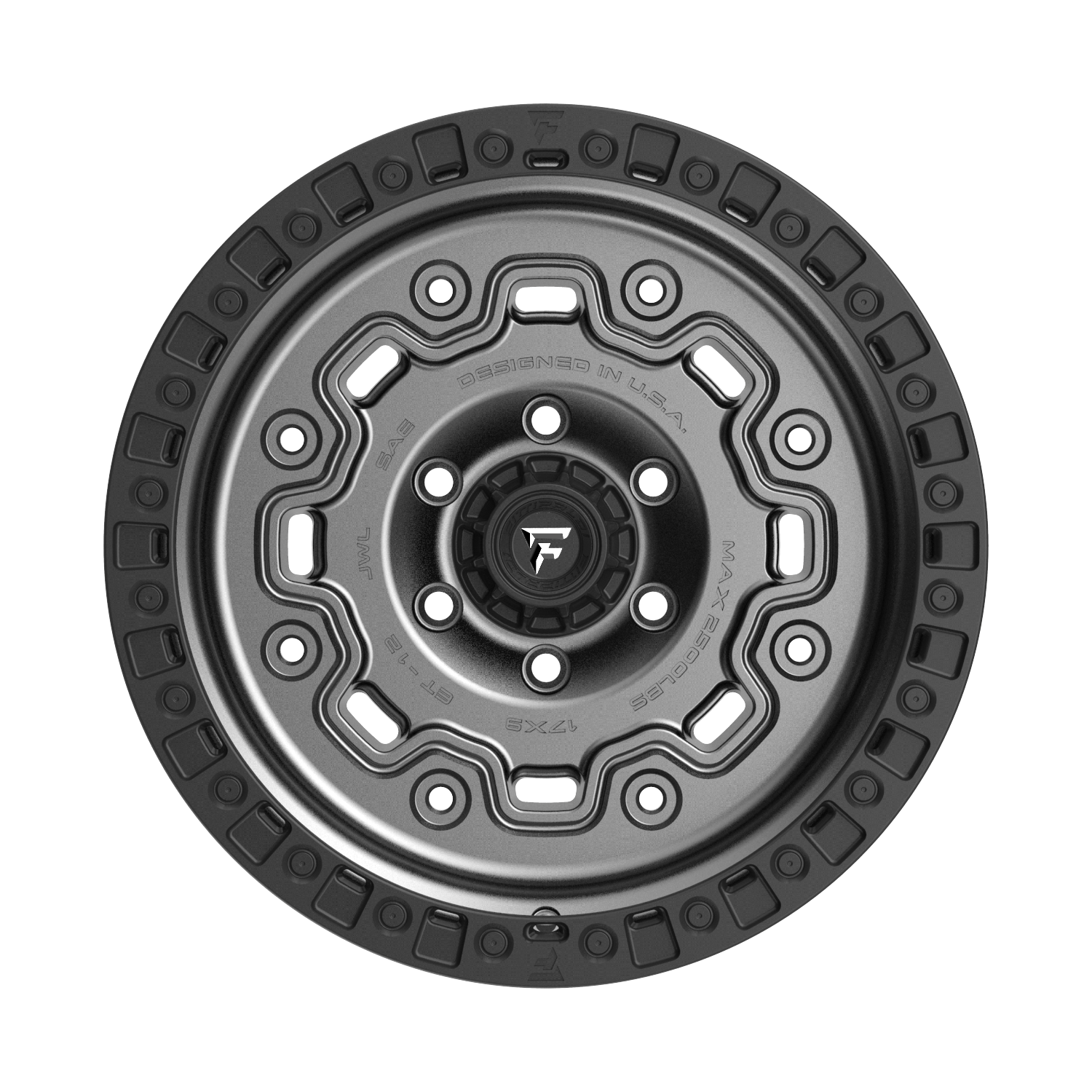 FITTIPALDI OFFROAD FT100AB 17X9, PCD 6X5.50, ET -12, CB 106.2-SATIN ANTHRACITE BLACK RING