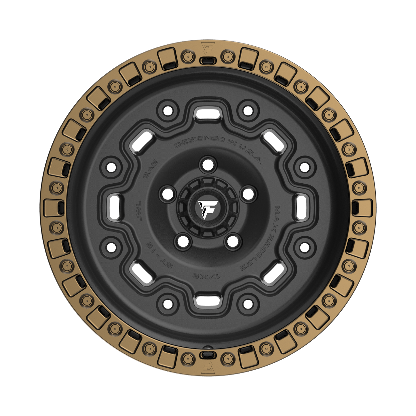 FITTIPALDI OFFROAD FT100BZ 17X9, PCD 5X5.00, ET -12, CB 71.5-SATIN BLACK WITH BRONZE RING