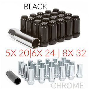 Lugnuts set- 5x 20 | 6x 24 | 8x 32 Black or Chrome (Close)