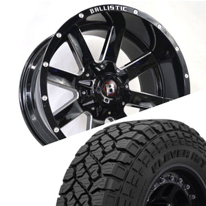 Ballistic 959 20x10 ET-19 8x165.1(8x6.5)/8x170) Gloss Black Milled (Wheel and Tire Package)