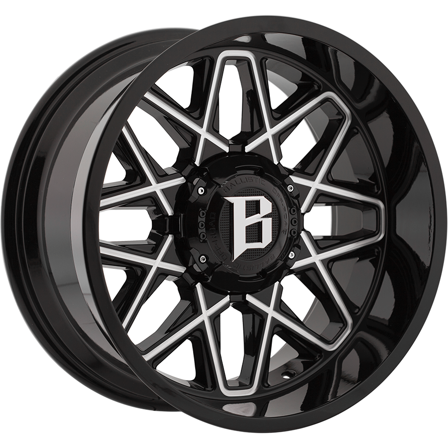 BALLISTIC 818-ATOMIC 20X12 6X135/139.7 -24 GLOSS BLACK MILLED