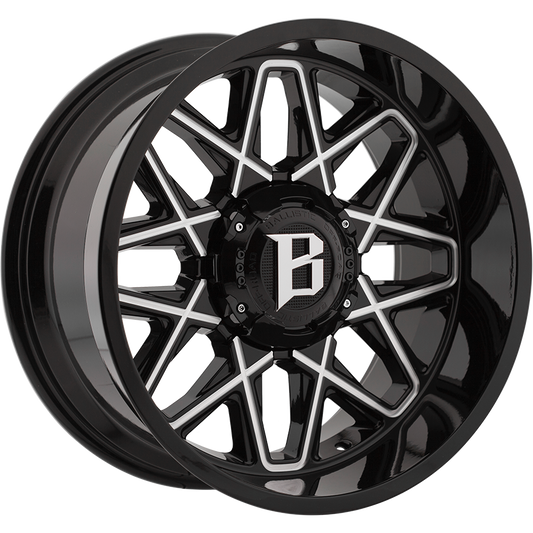BALLISTIC 818-ATOMIC 20X10 6X135/139.7 -24 GLOSS BLACK MILLED
